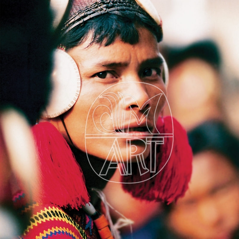 Konyak man dressed in ceremonial colors for the Aoling Spring Festival Longwa Village Nagaland, 2001